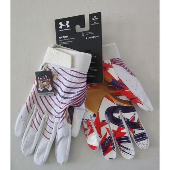 Under Armour Blur 1360947 Mens Sz XL Multi GlueGrip Football Skill Player Gloves - Picture 3 of 7